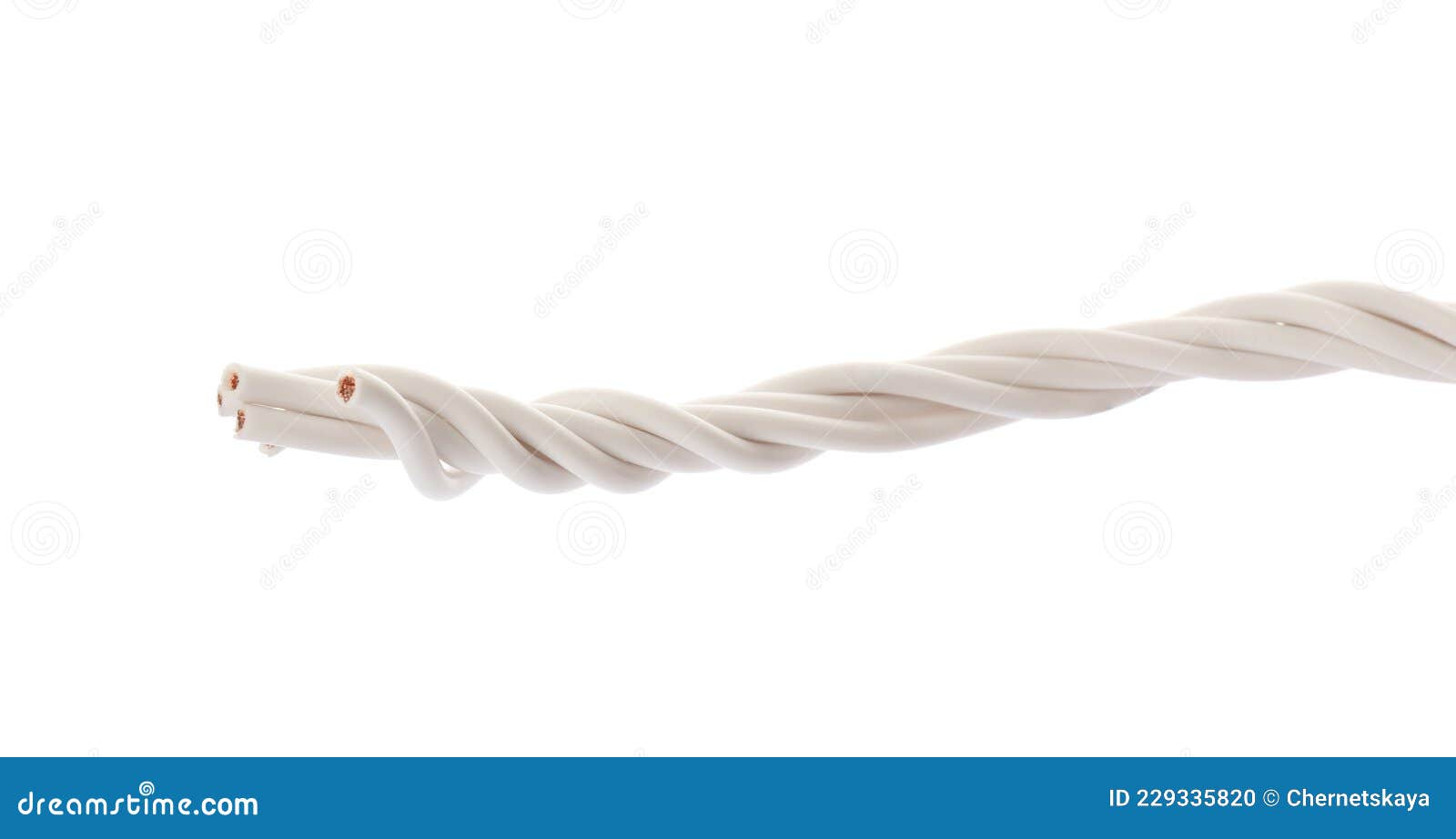 Twisted Electrical Wire Wrapped In Grey Insulation Within Red