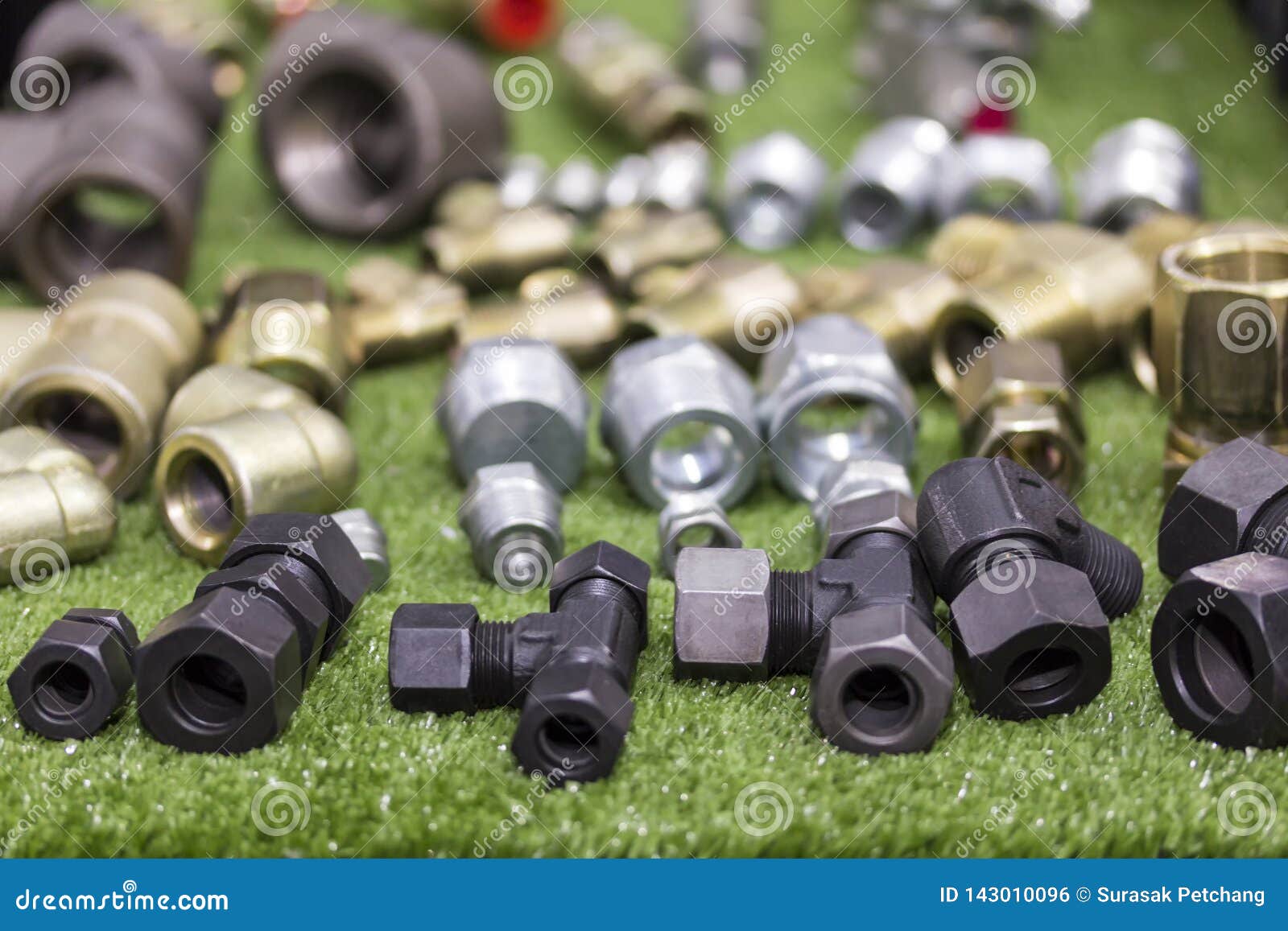 Many Type of Pipe Fittings for Home Work or Industrial Stock Photo
