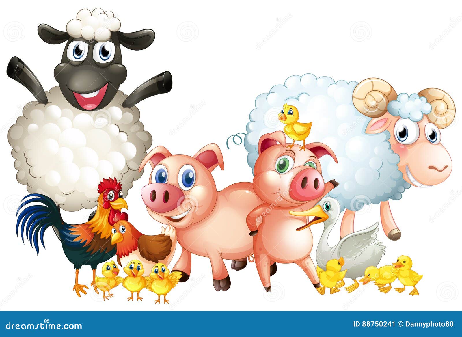 Many types of farm animals stock vector. Illustration of object - 88750241