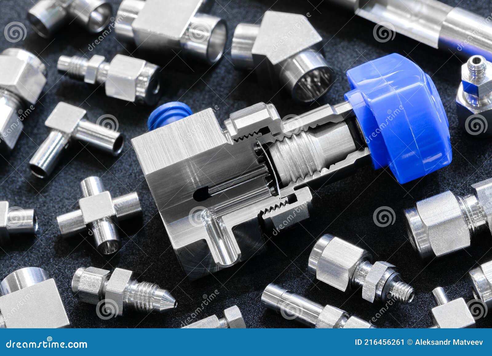 Many Types of Metal Details Industrial Design Background. Stock Image