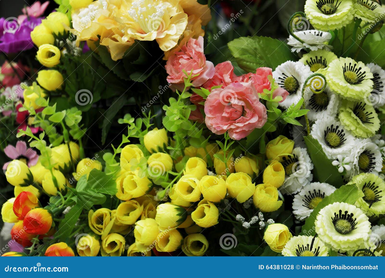 Many Types of Plastic Flowers Stock Photo Image of orange, romance