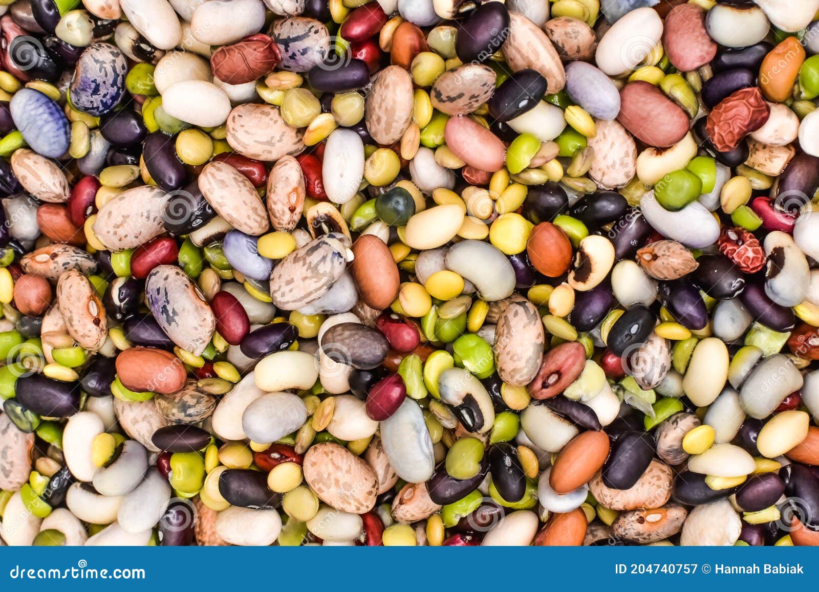 various varieties of beans and legumes, background