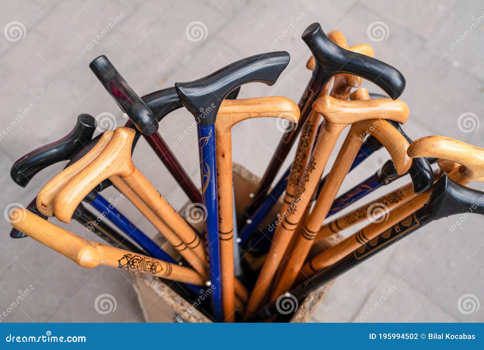Many Walking Sticks in a Market on the Street Stock Photo Image of