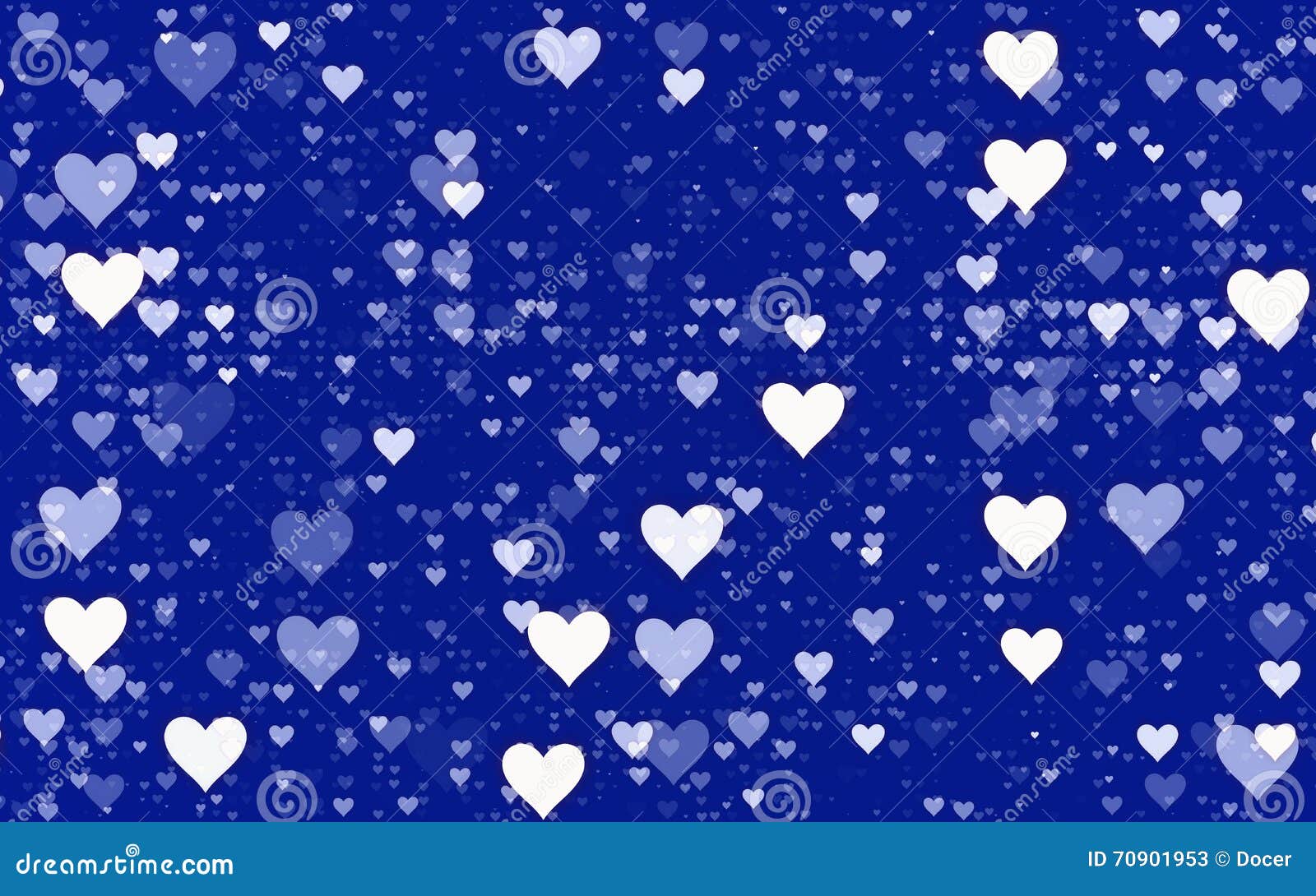 Many White Hearts on Blue Background Stock Illustration Illustration