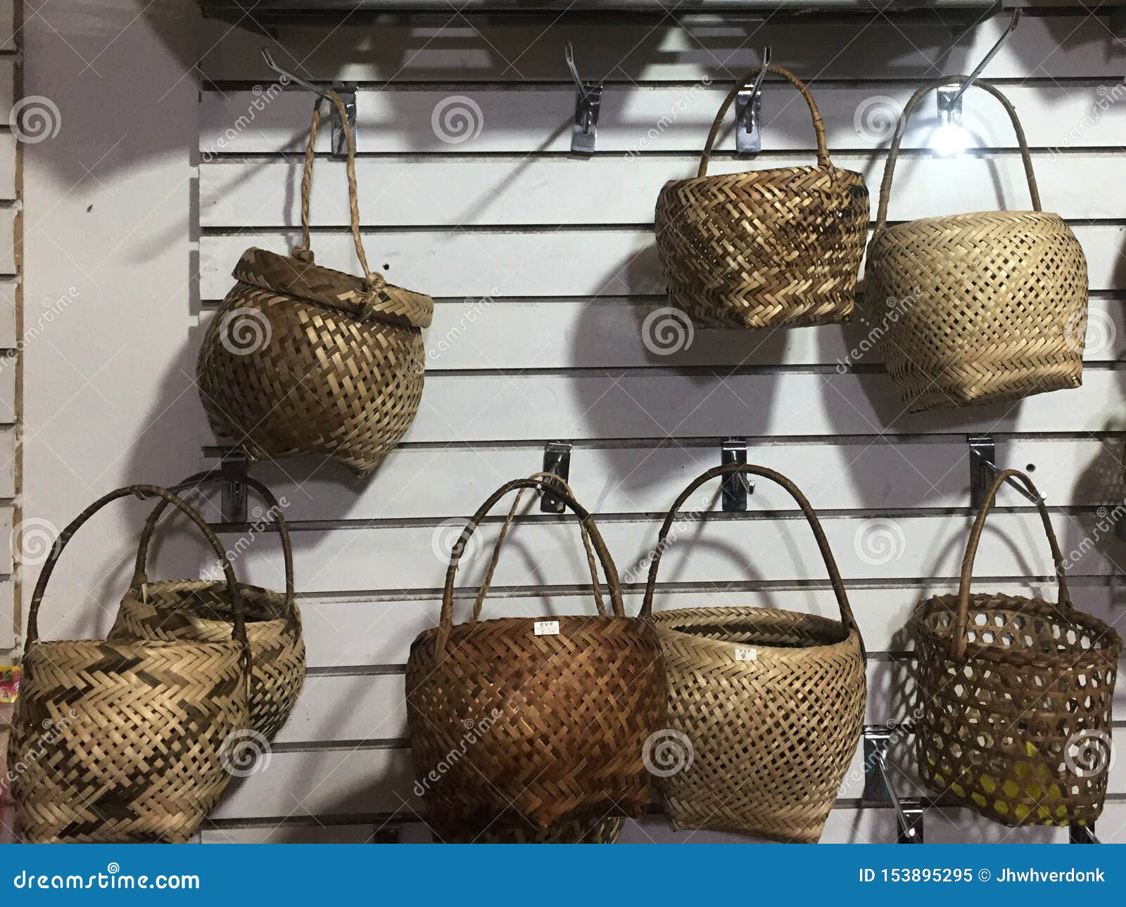 Many Wicker Baskets in Different Forms that are for Sale in a Shop