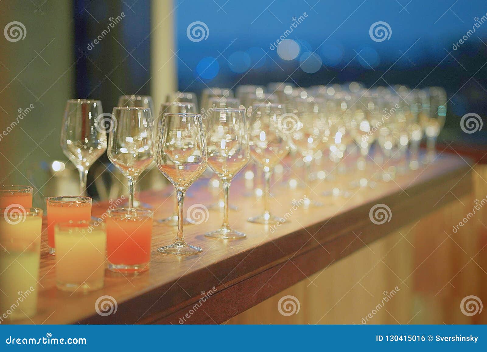 Many Wine Glasses on the Bar Table Stock Photo Image of beverage