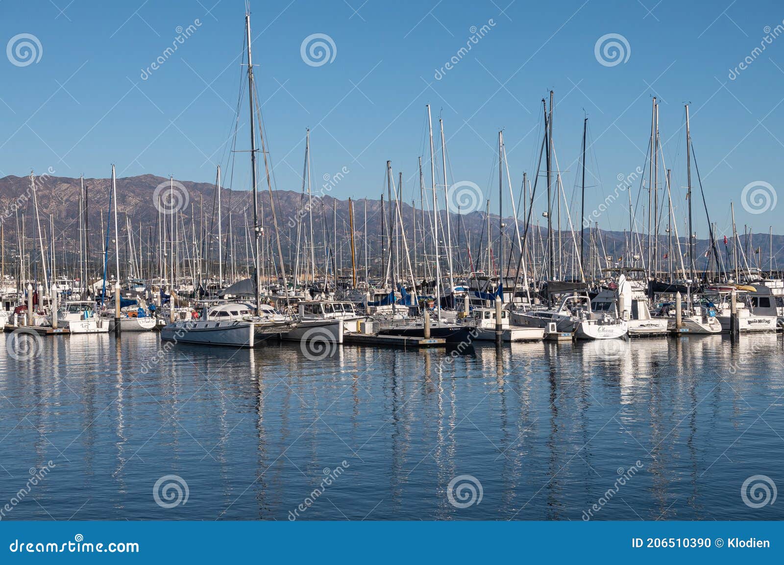 Many Yachts at Harbor of Santa Barbara, California, USA Editorial Image ...