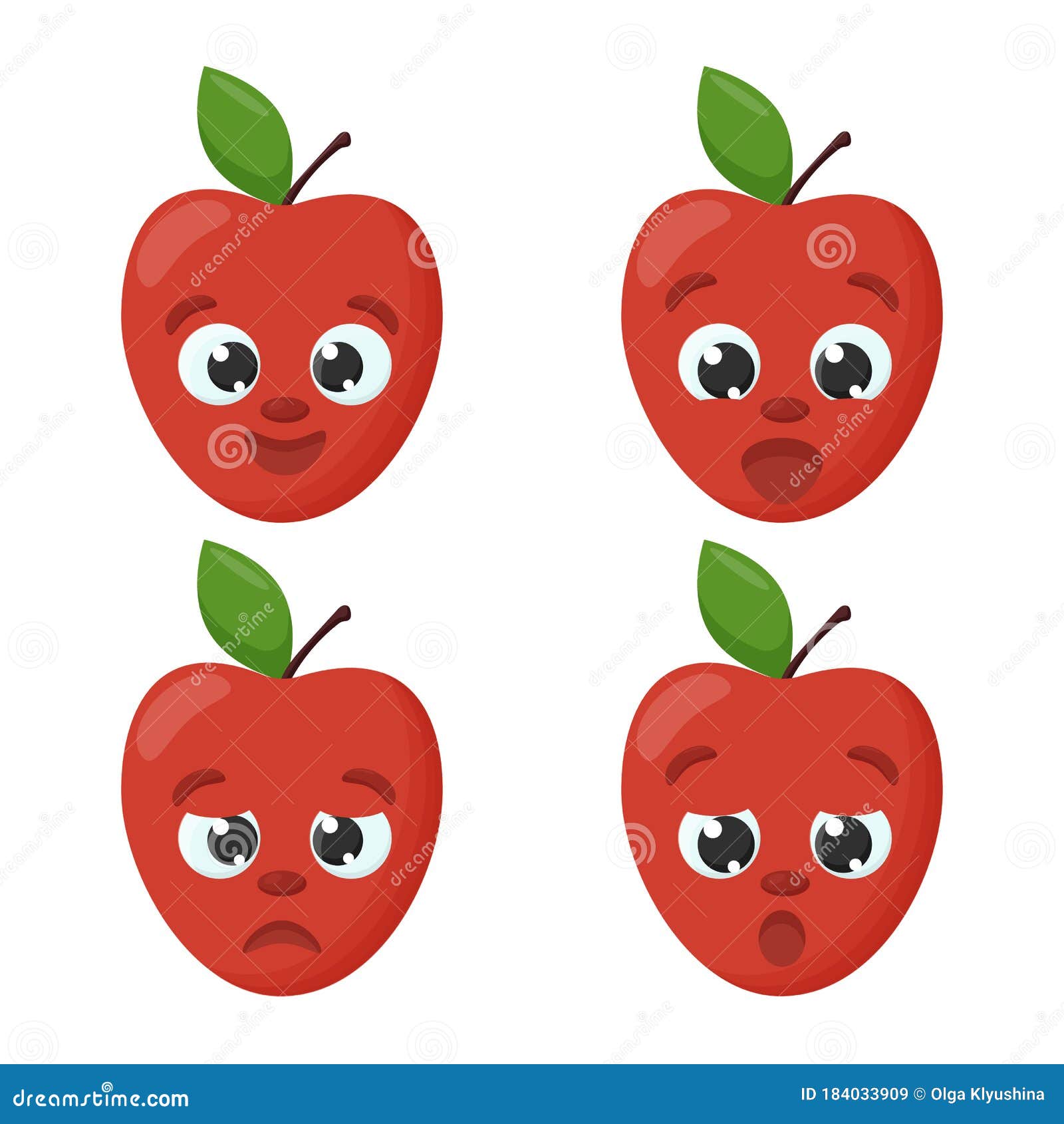 Manzana. Colección Emoticono De Emoji. Personajes De Dibujos Animados Para  Niños Stock de ilustración - Ilustración de hoja, icono: 184033909