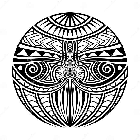 Maori Polynesian Ethnic Circle Tattoo Shape Stock Vector - Illustration ...