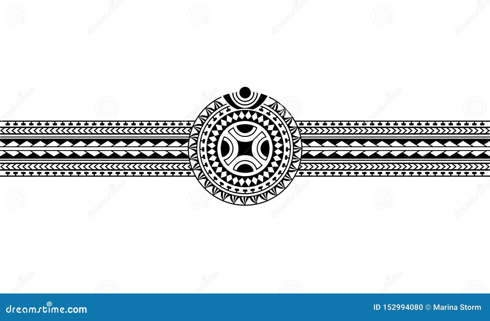 Maori Polynesian Tattoo Border With Swastika Sun Symbol Stock Vector Illustration Of Armband Traditional