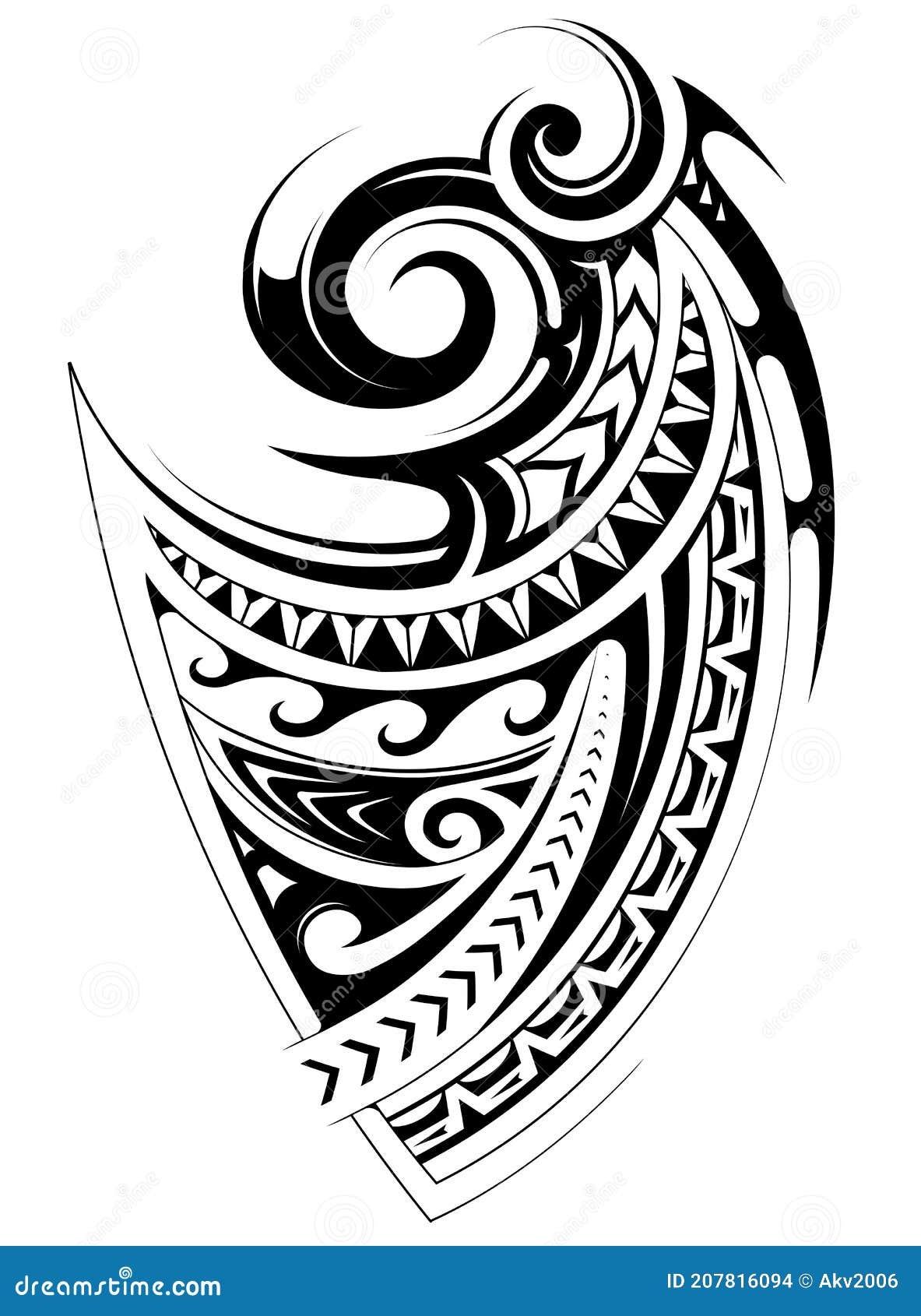 Maori Tribal Art Style Tattoo Design Stock Vector - Illustration