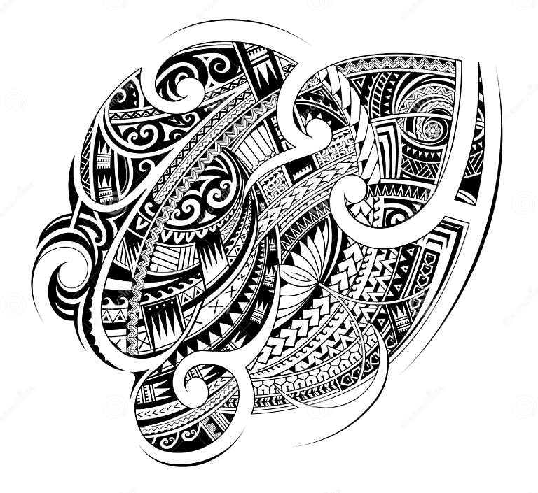 Maori Style Tribal Tattoo Shape Stock Vector - Illustration of ...