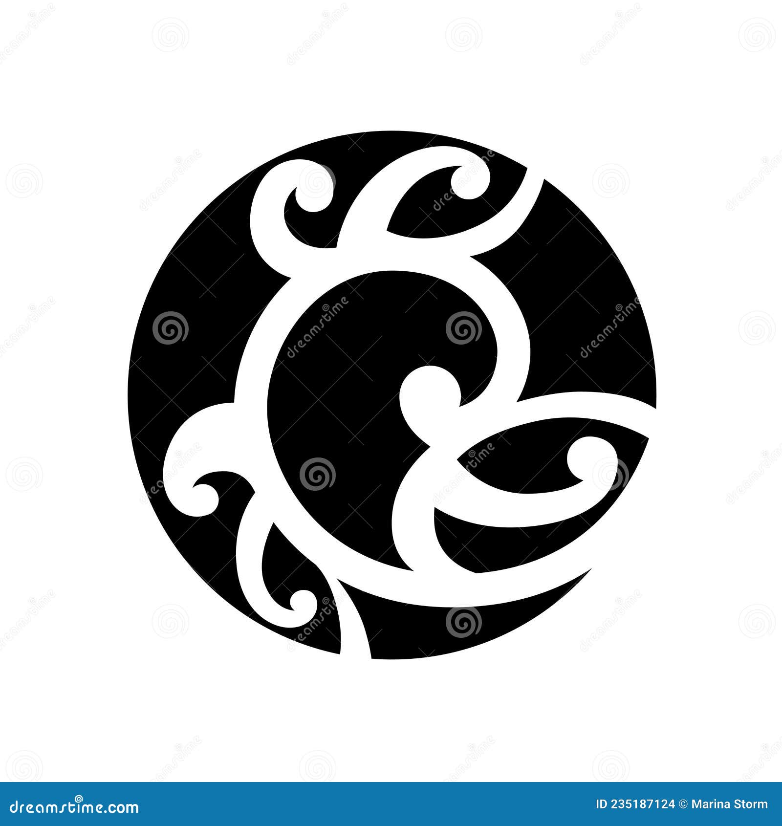 Maori Tattoo Style Swirl Round Circle Ornament. Fish Hook Stock Vector -  Illustration of sketch, design: 235187124