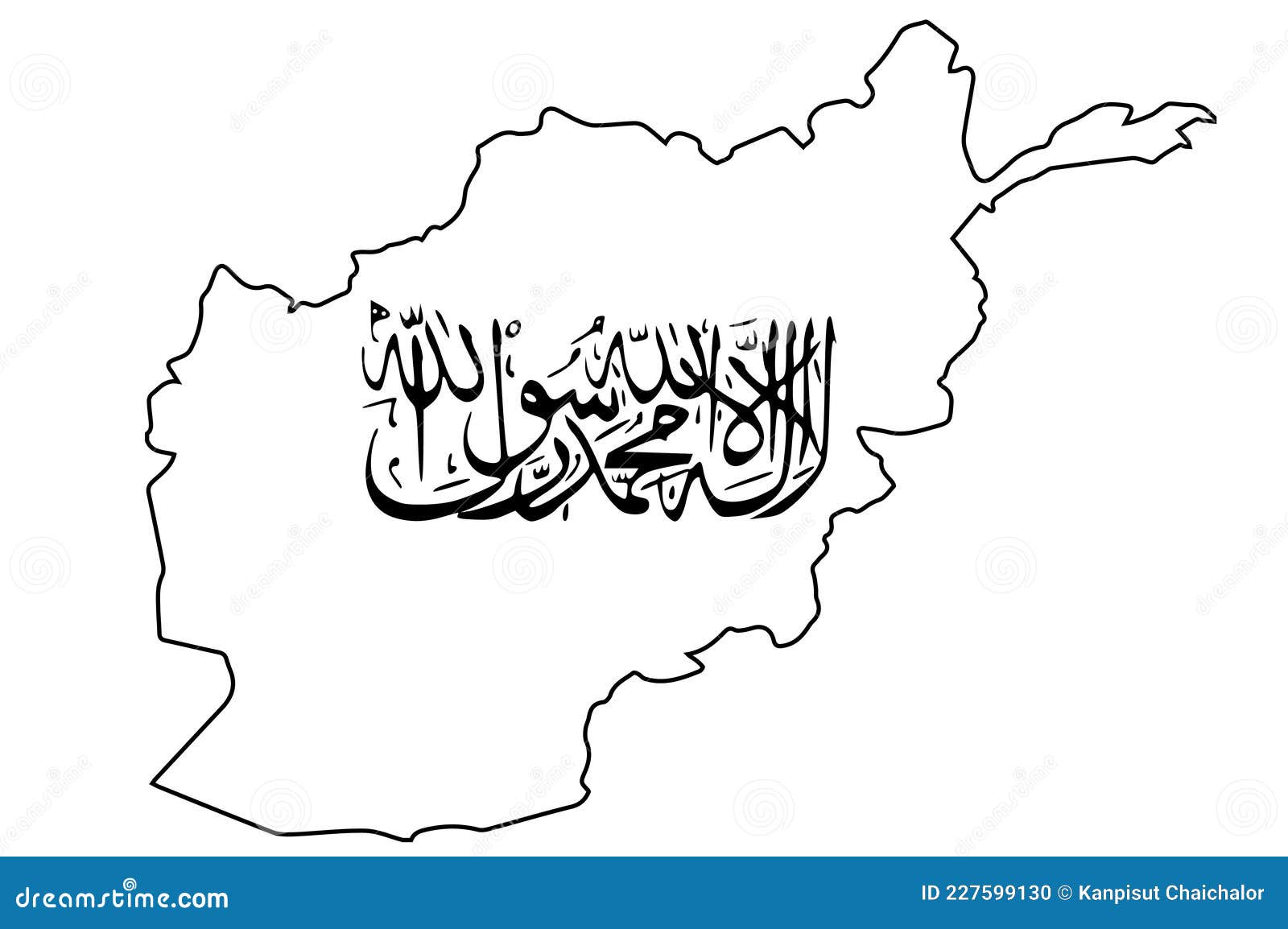 Map Of Afghanistan With Taliban Flag On White Background ...