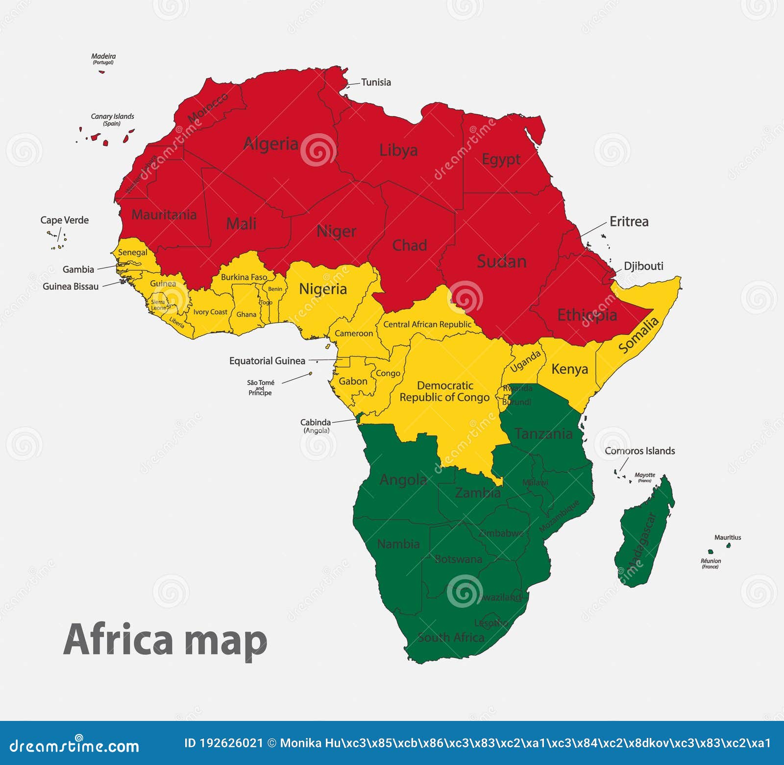 Map of the Africa in the Colors of the Flag with Administrative
