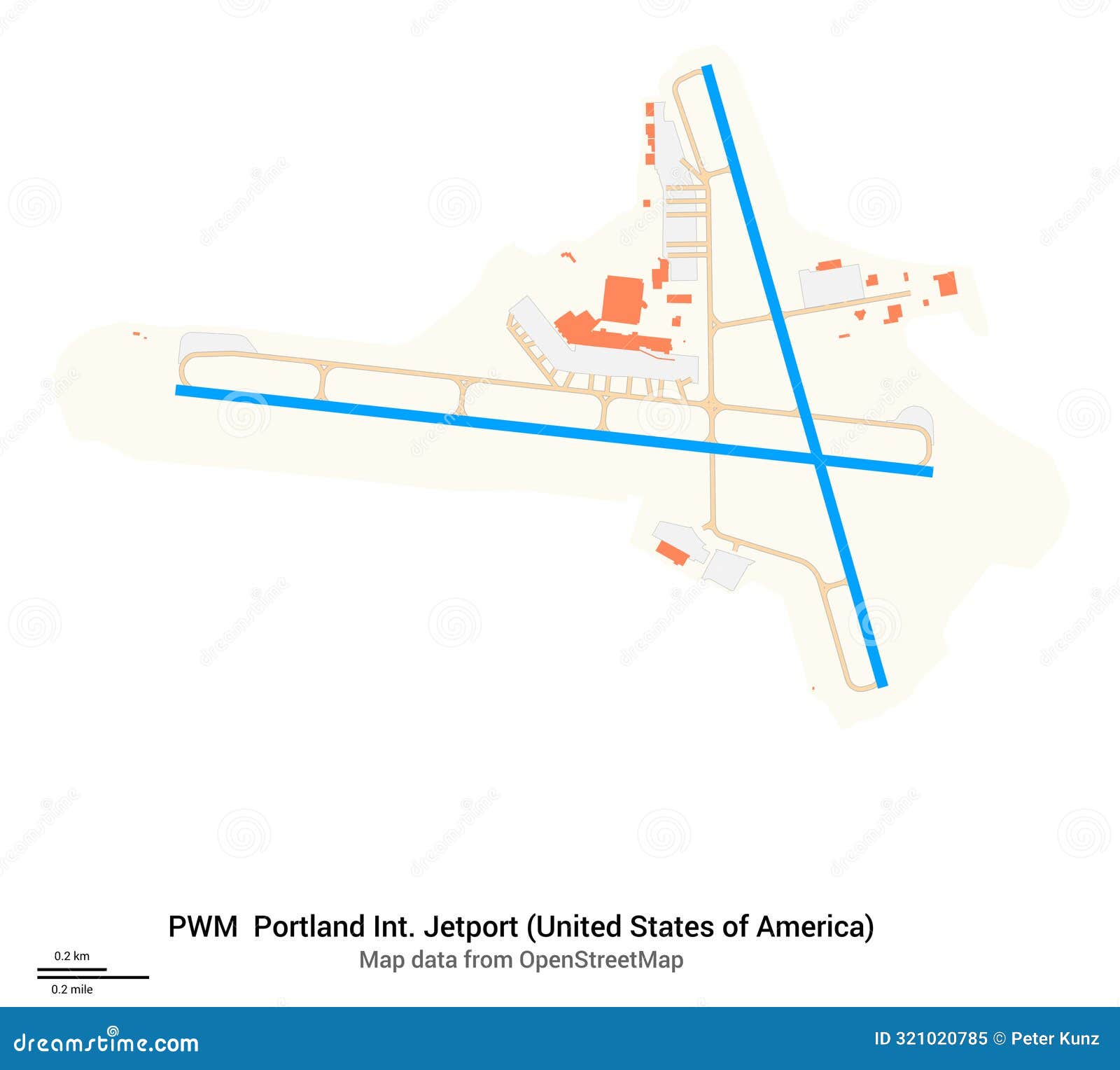 Map of Airport Portland International Jetport. IATA-code PWM Stock ...