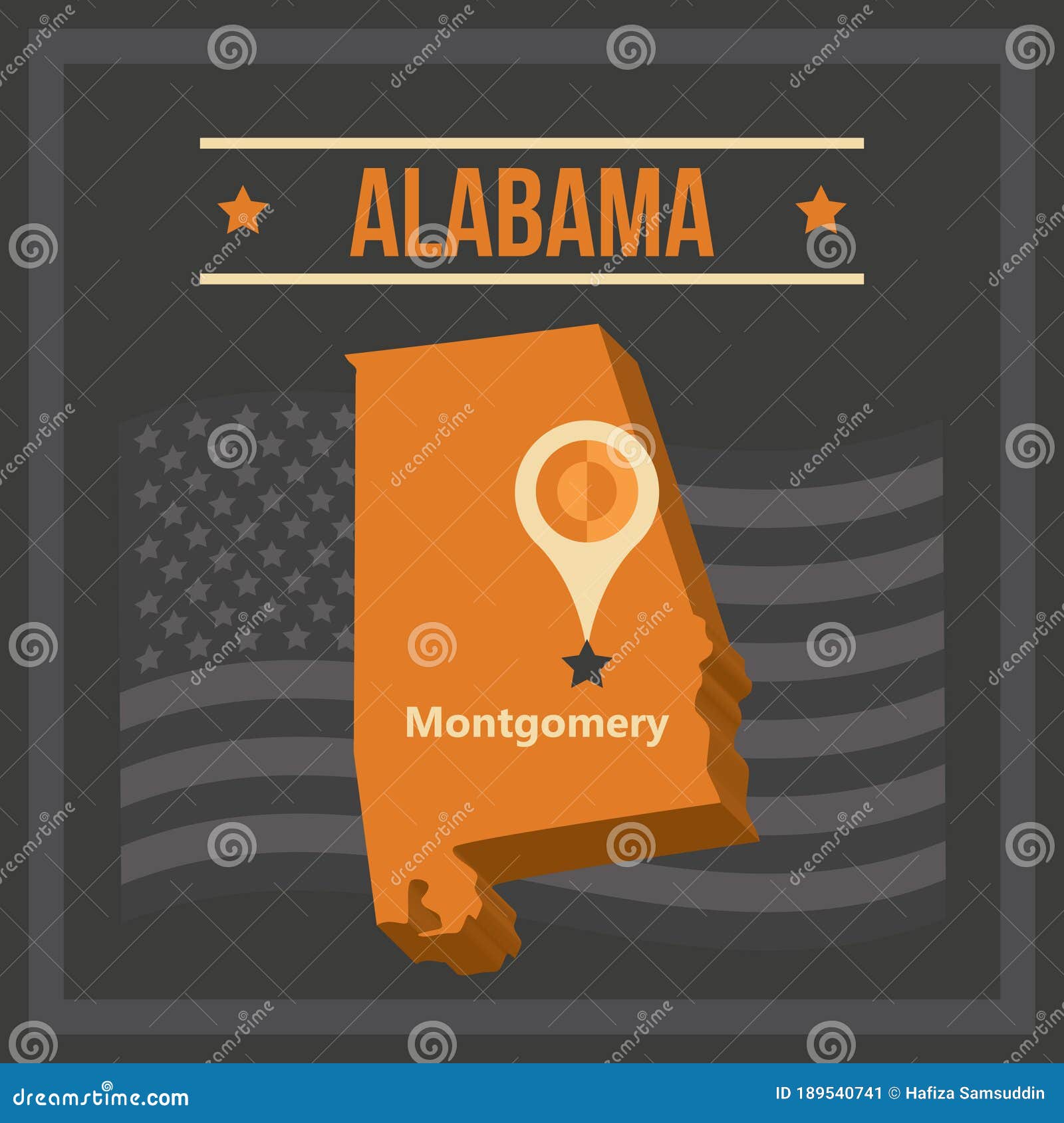 Map Of Alabama State Vector Illustration Decorative Design Stock