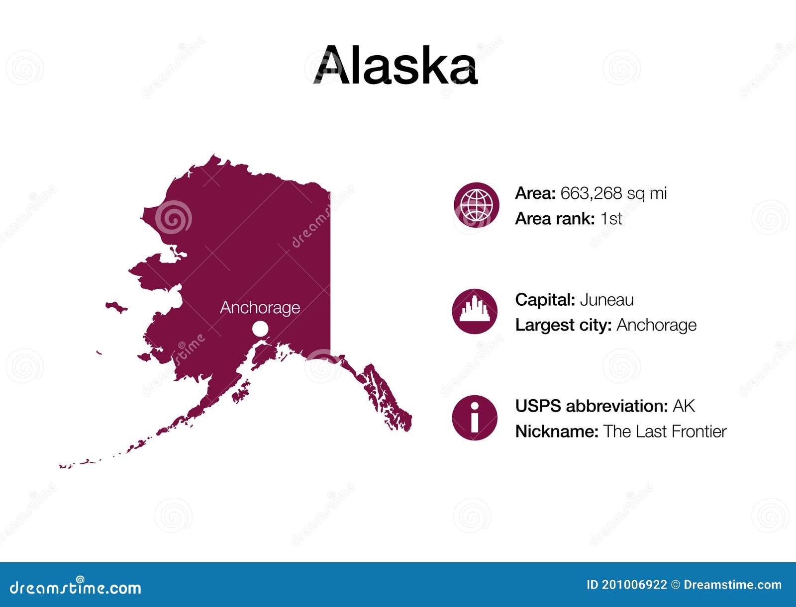 Map of Alaska state stock illustration. Illustration of isolated
