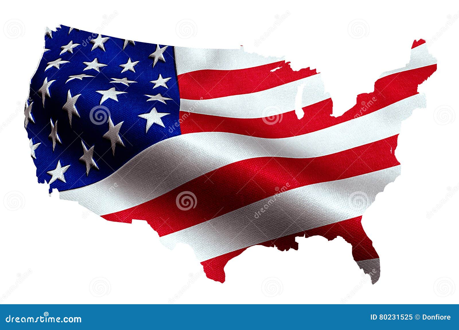 Map Of American Usa With Waving Flag In Background United States Of