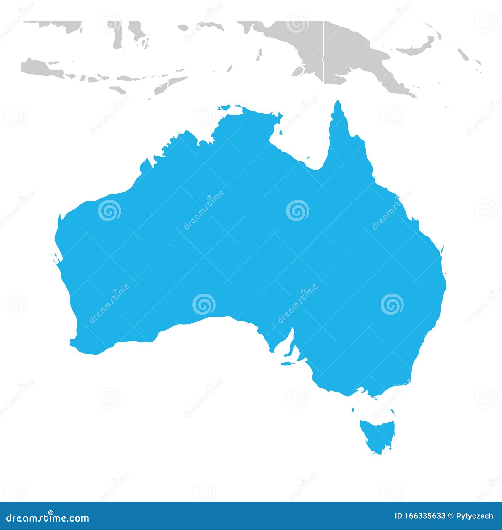Map of Australia Green Highlighted with Neighbor Countries Stock Vector