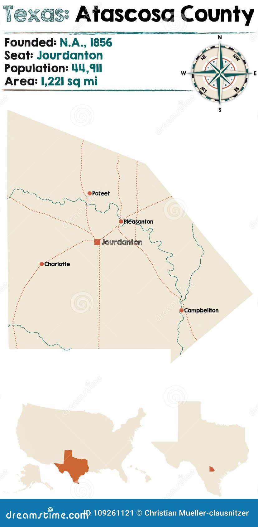 Bailey County, Texas Map Vector 146066472
