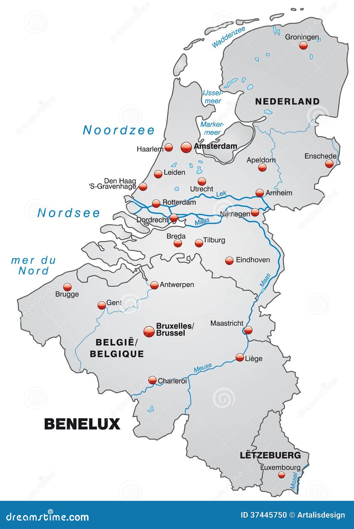 map-of-benelux-stock-vector-illustration-of-border-gray-37445750