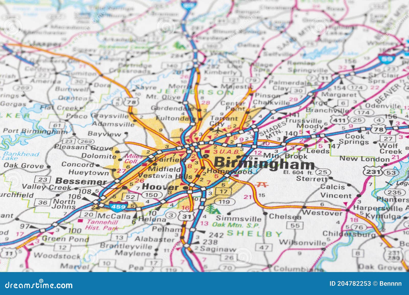 Map Of Birmingham City On The Map Alabama Stock Image Image Of