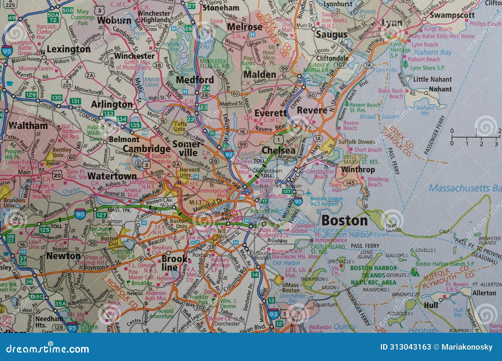 Map of Boston Area stock image. Image of milton, suburb - 313043163