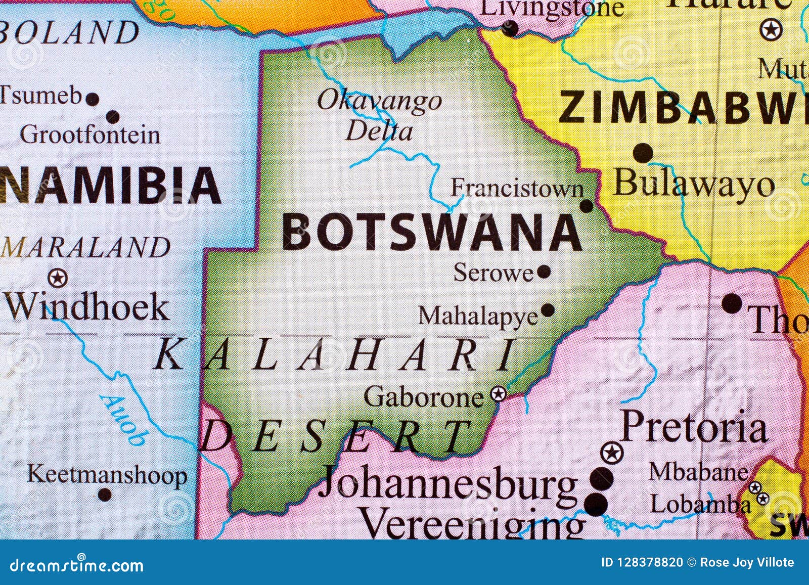 Map Of Botswana Stock Photo. Image Of Reserve, Predator - 128378820