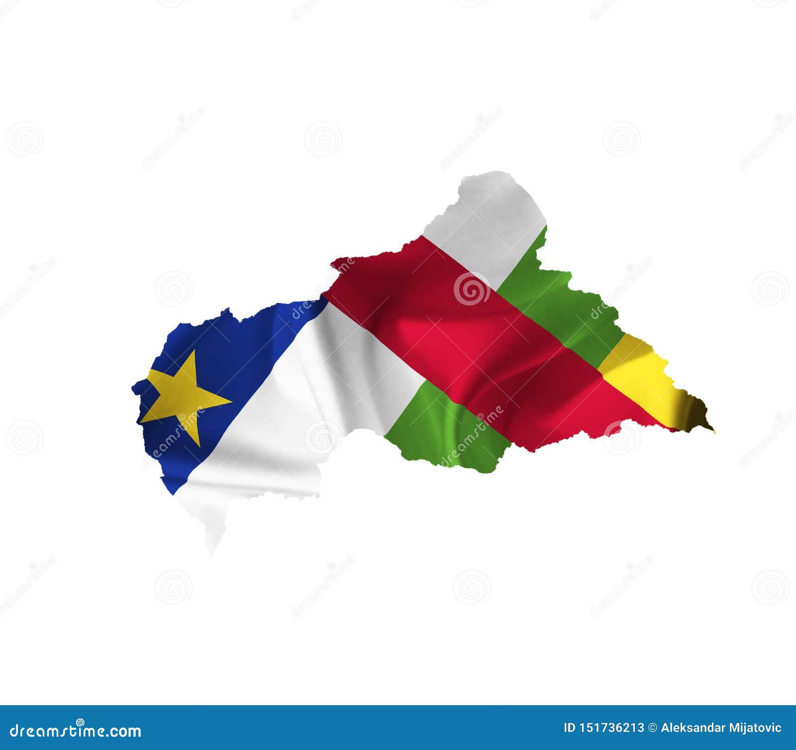 Download Map Of Central African Republic With Waving Flag Isolated On White Stock Image - Image of grunge ...
