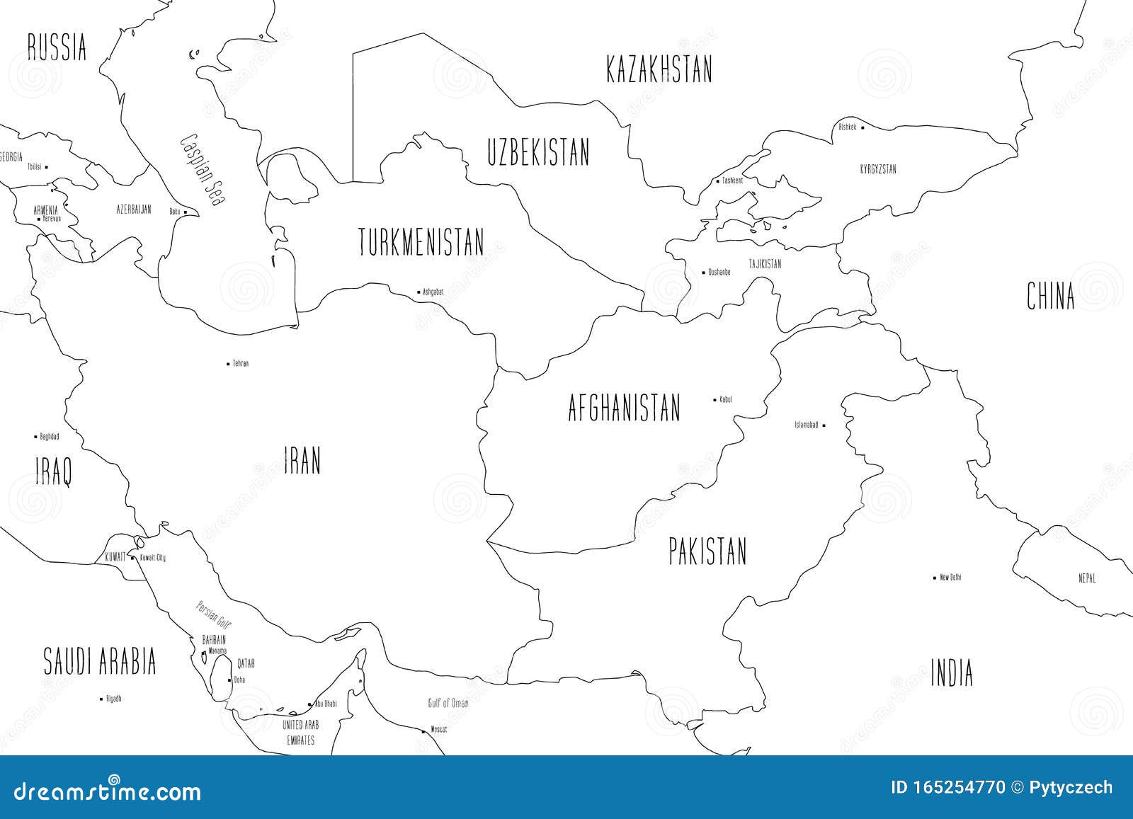 Vector Illustration Asia Outline Map Isolated On Whit - vrogue.co