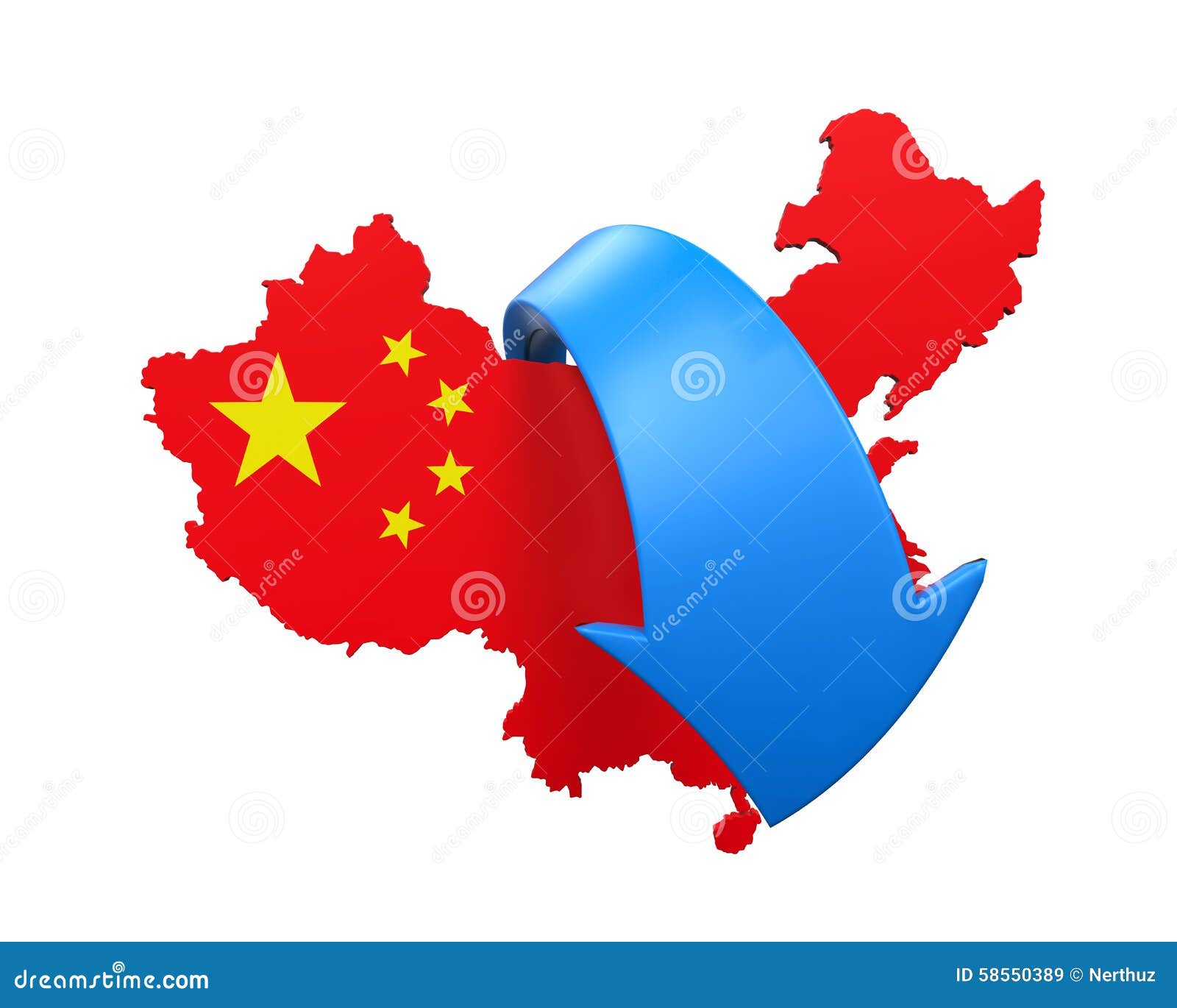 Map of China and Blue Arrow Stock Illustration Illustration of asian