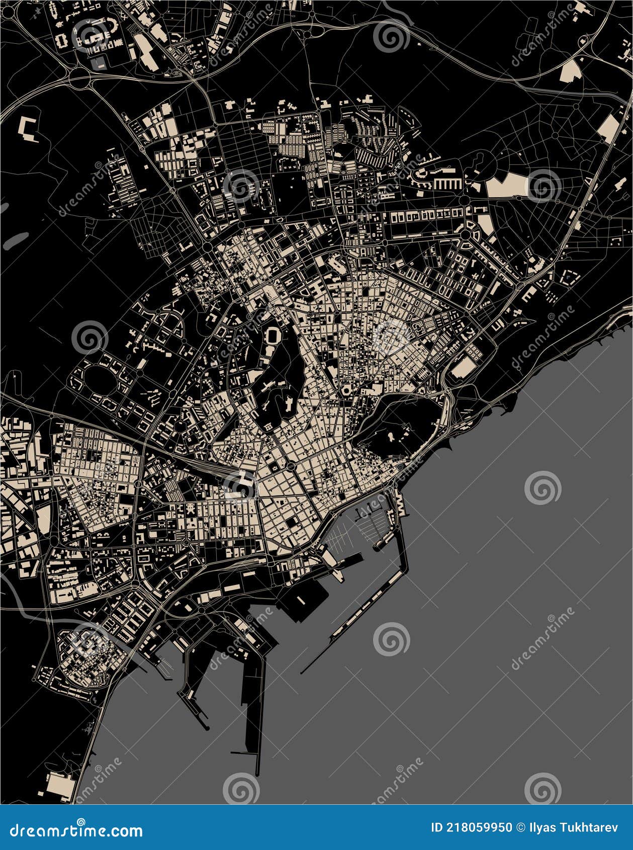 Map Of The City Of Alicante Spain Stock Vector Illustration Of