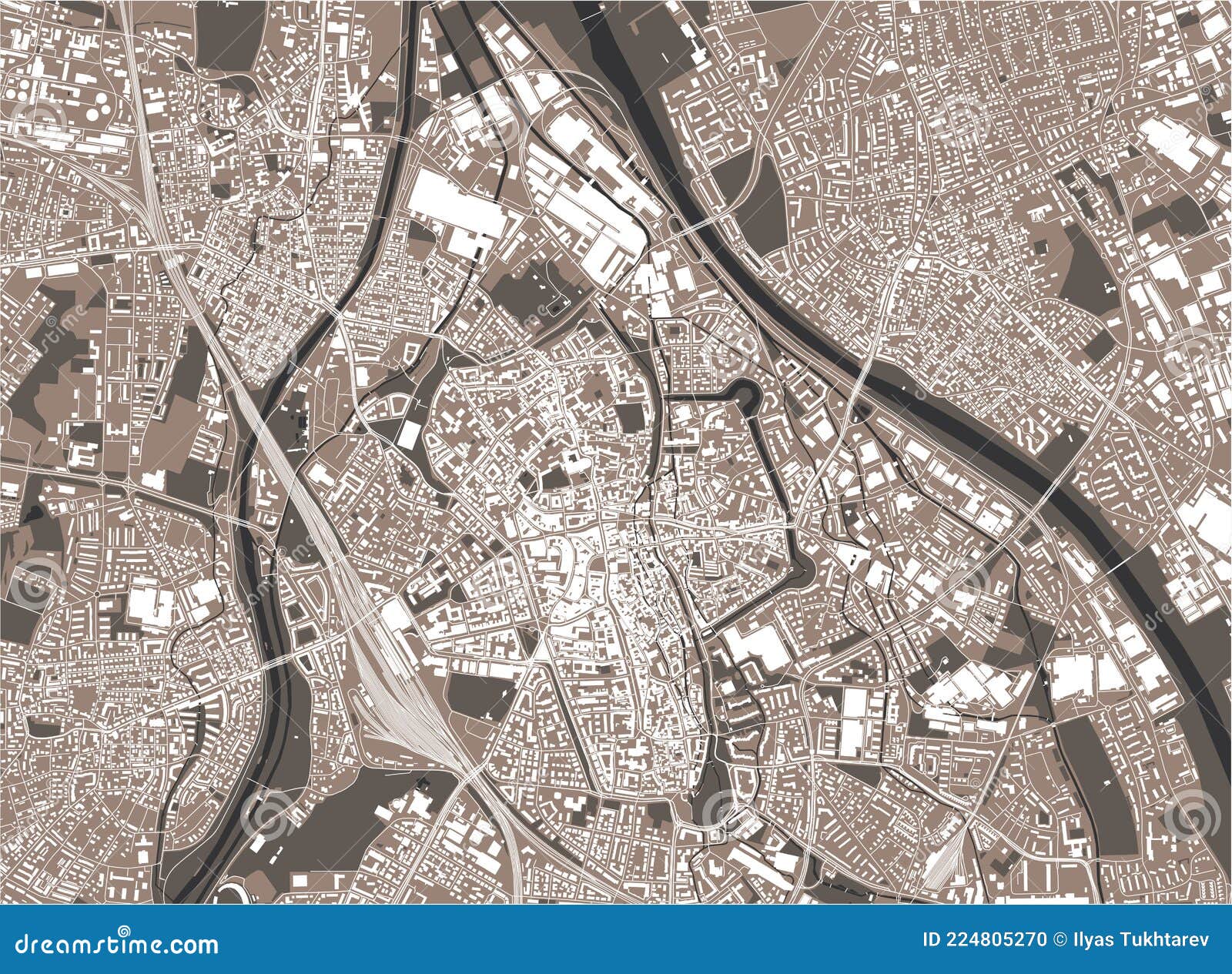 Map of the City of Augsburg, Germany Stock Vector - Illustration of
