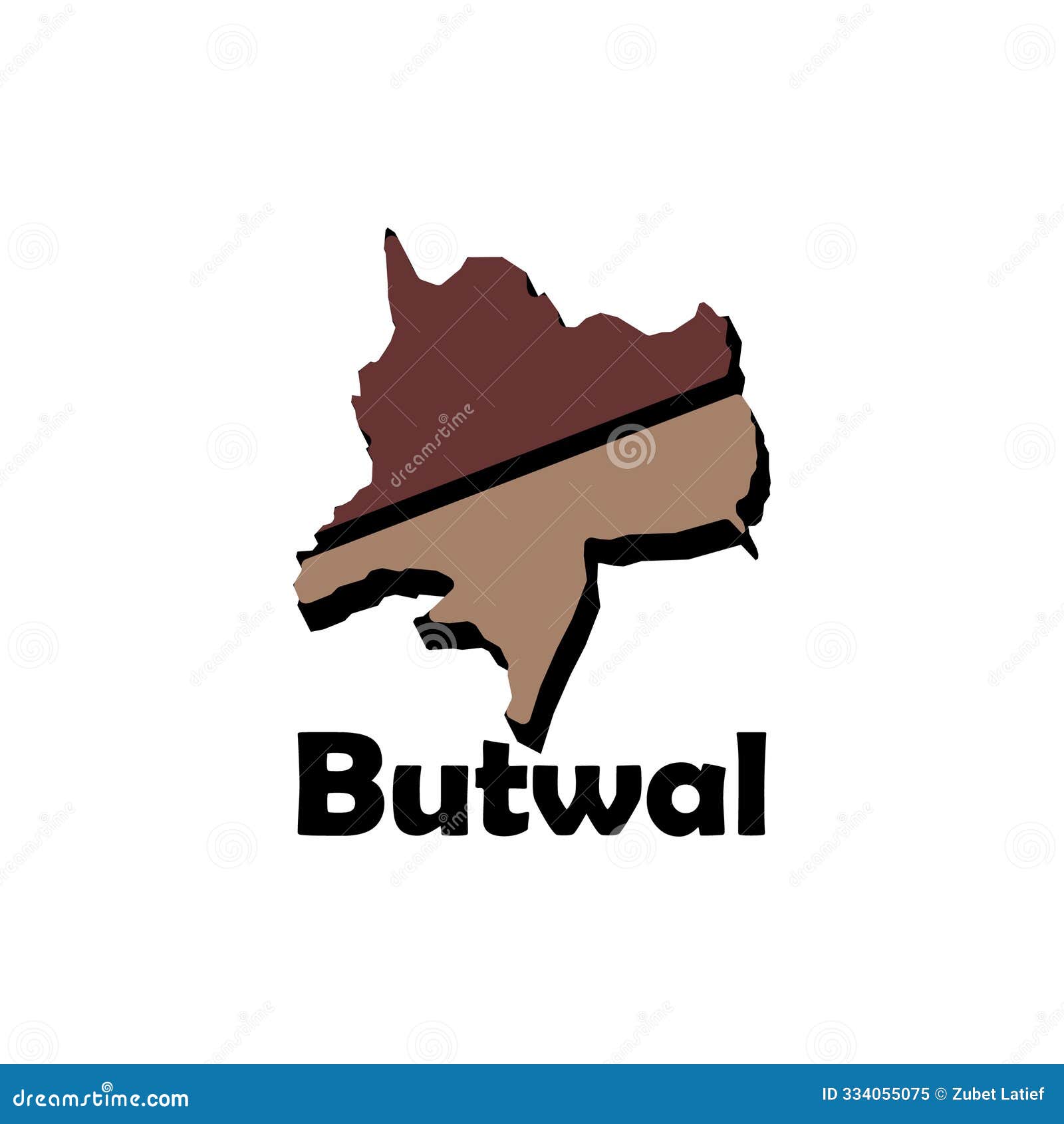 Map City of Butwal, Simplified Administrative Map of Nepal. Borders and Names of the Regions