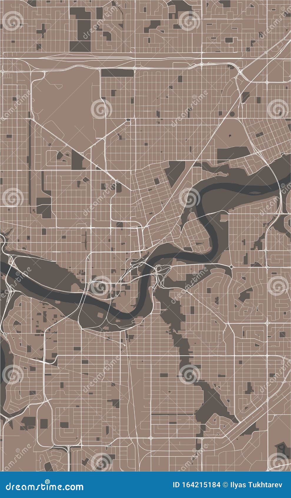 Map of the City of Edmonton, Canada Stock Illustration Illustration