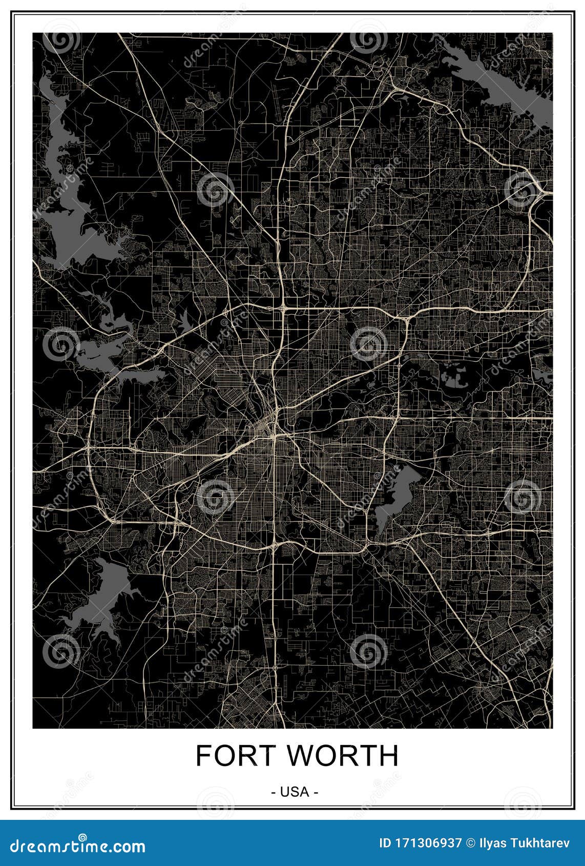Map Of The City Of Fort Worth Texas Usa Stock Image Image Of Geographical 2020 171306937