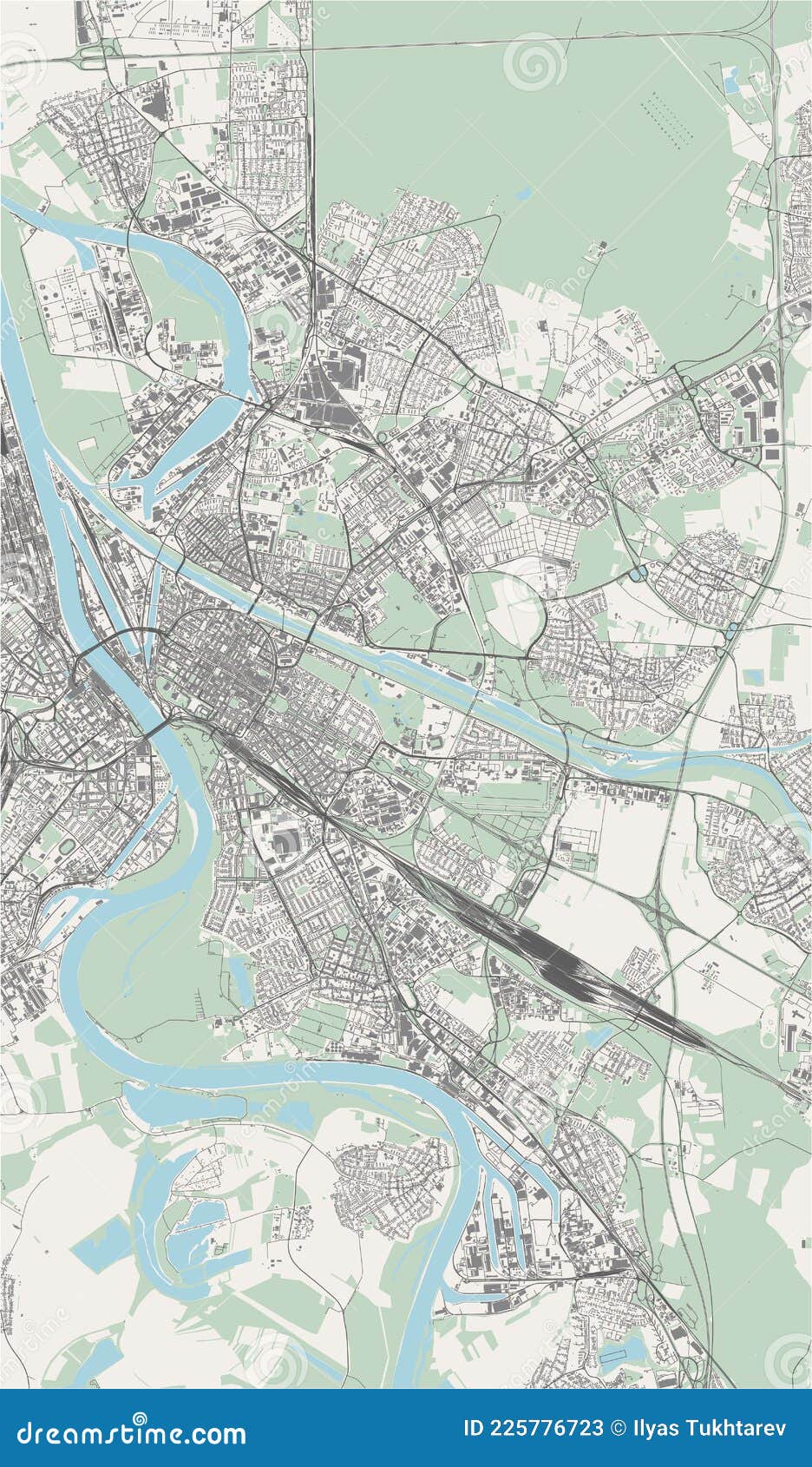 Map of the City of Mannheim, Germany Stock Vector - Illustration of