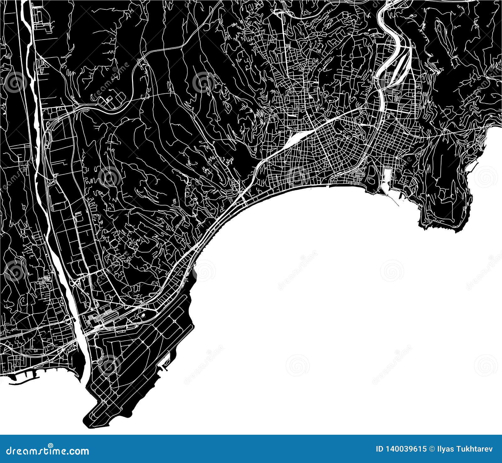 Map of the City of Nice, France Stock Illustration - Illustration of ...