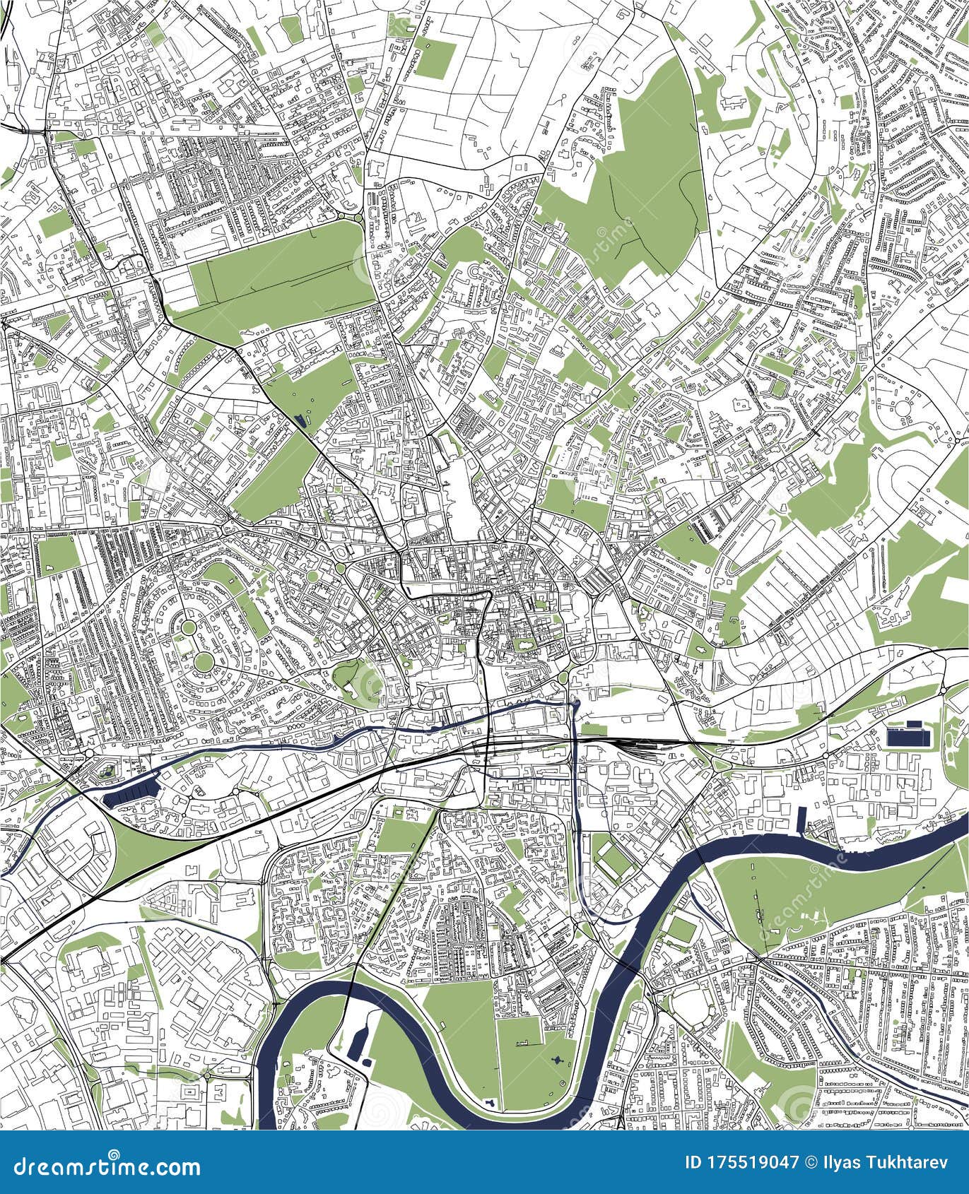 Map of the City of Nottingham, Nottinghamshire, East Midlands, England