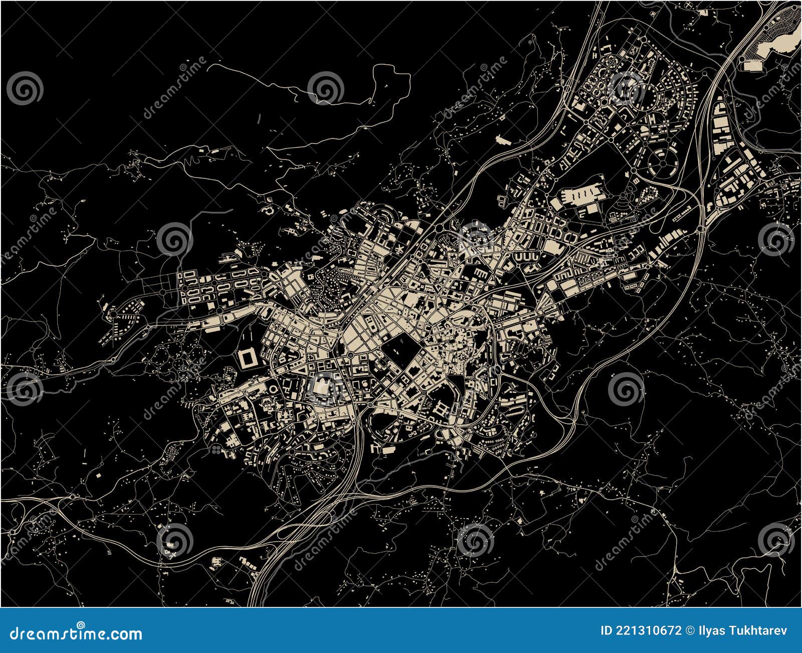 Map of the City of Oviedo, Spain Stock Illustration Illustration of