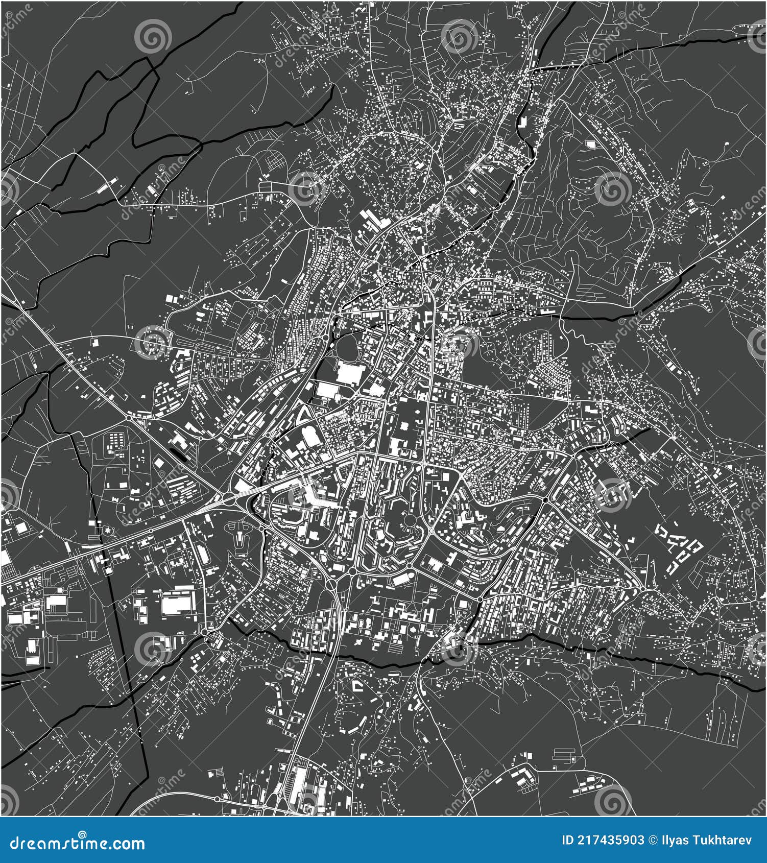 Map of the City of Pristina, Kosovo Stock Vector Illustration of