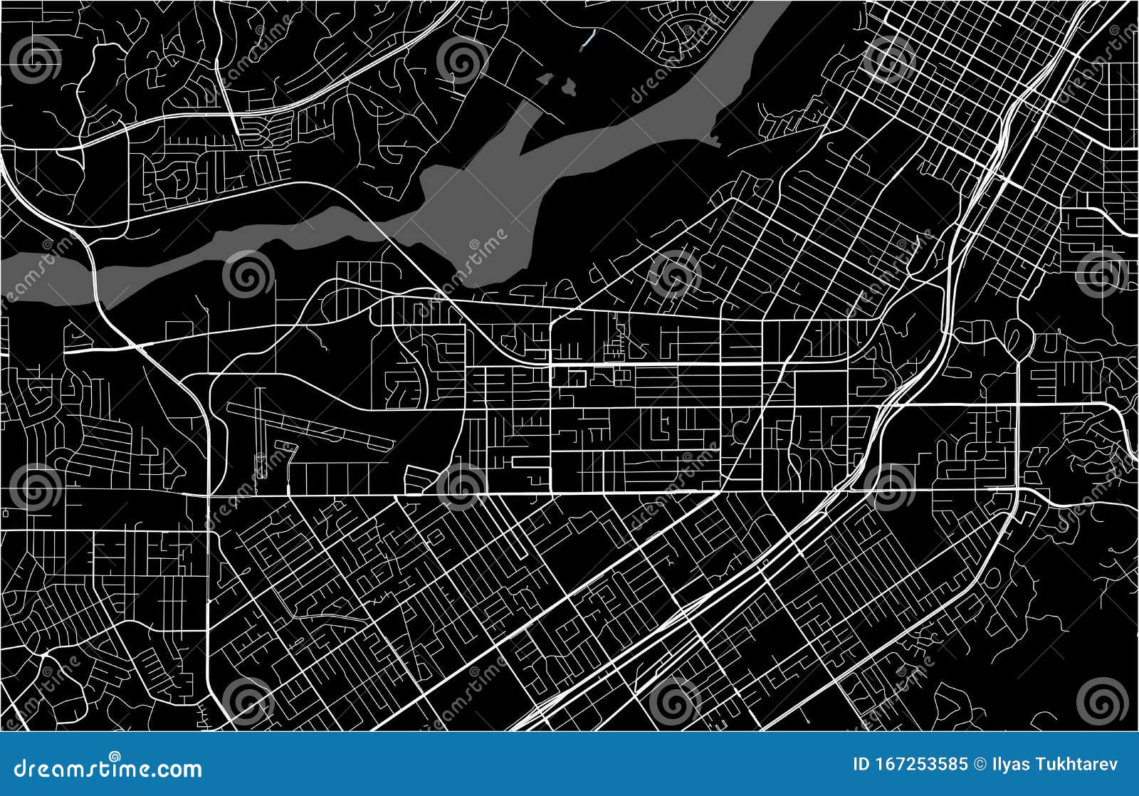 Map of the City of Riverside, California, USA Stock Illustration ...