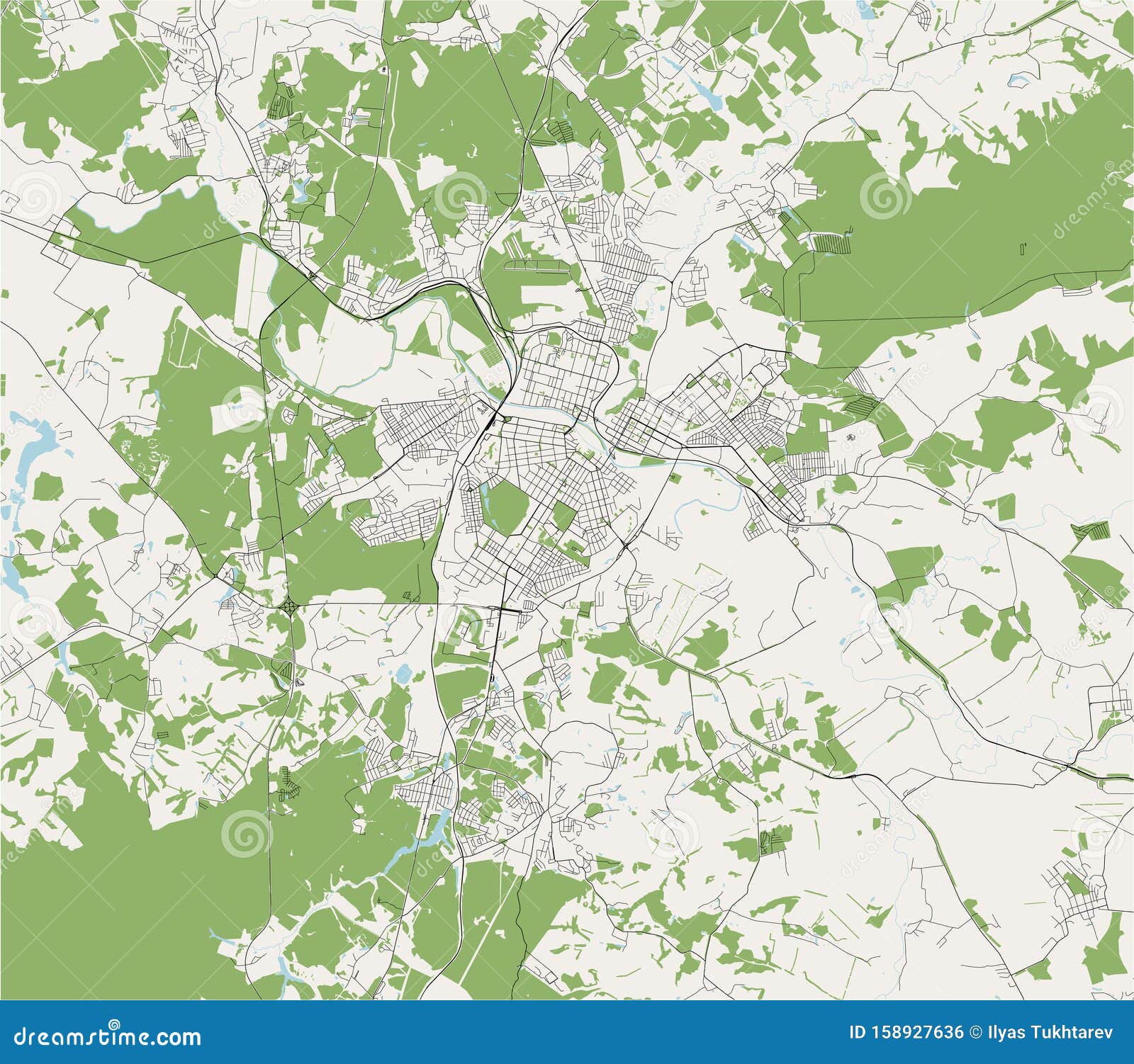 Map of the City of Tula, Russia Stock Illustration - Illustration of