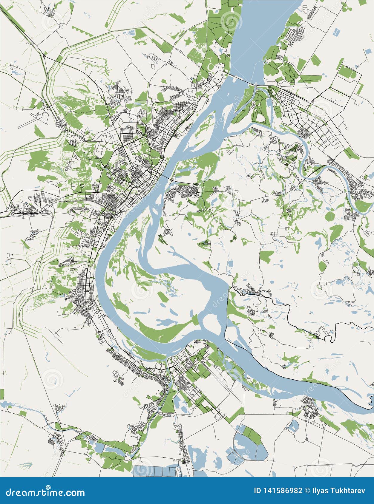 Map of the City of Volgograd, Russia Stock Illustration Illustration