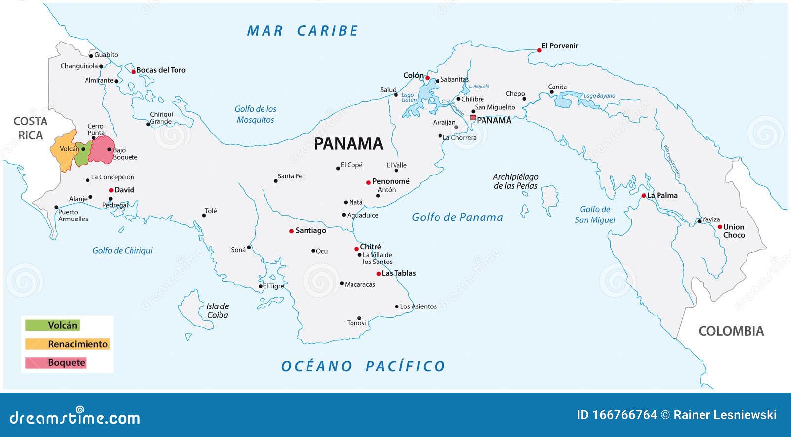 map of the coffee growing areas of panama