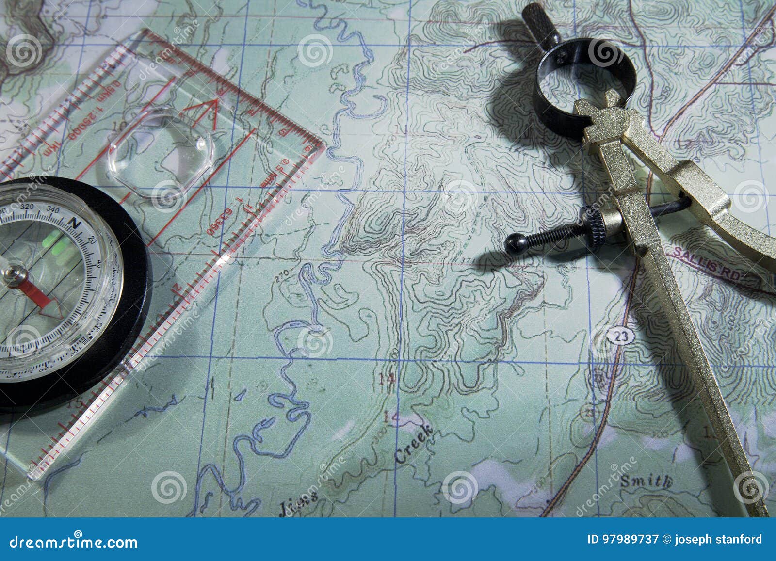 Map with compass stock image. Image of location, direction 97989737