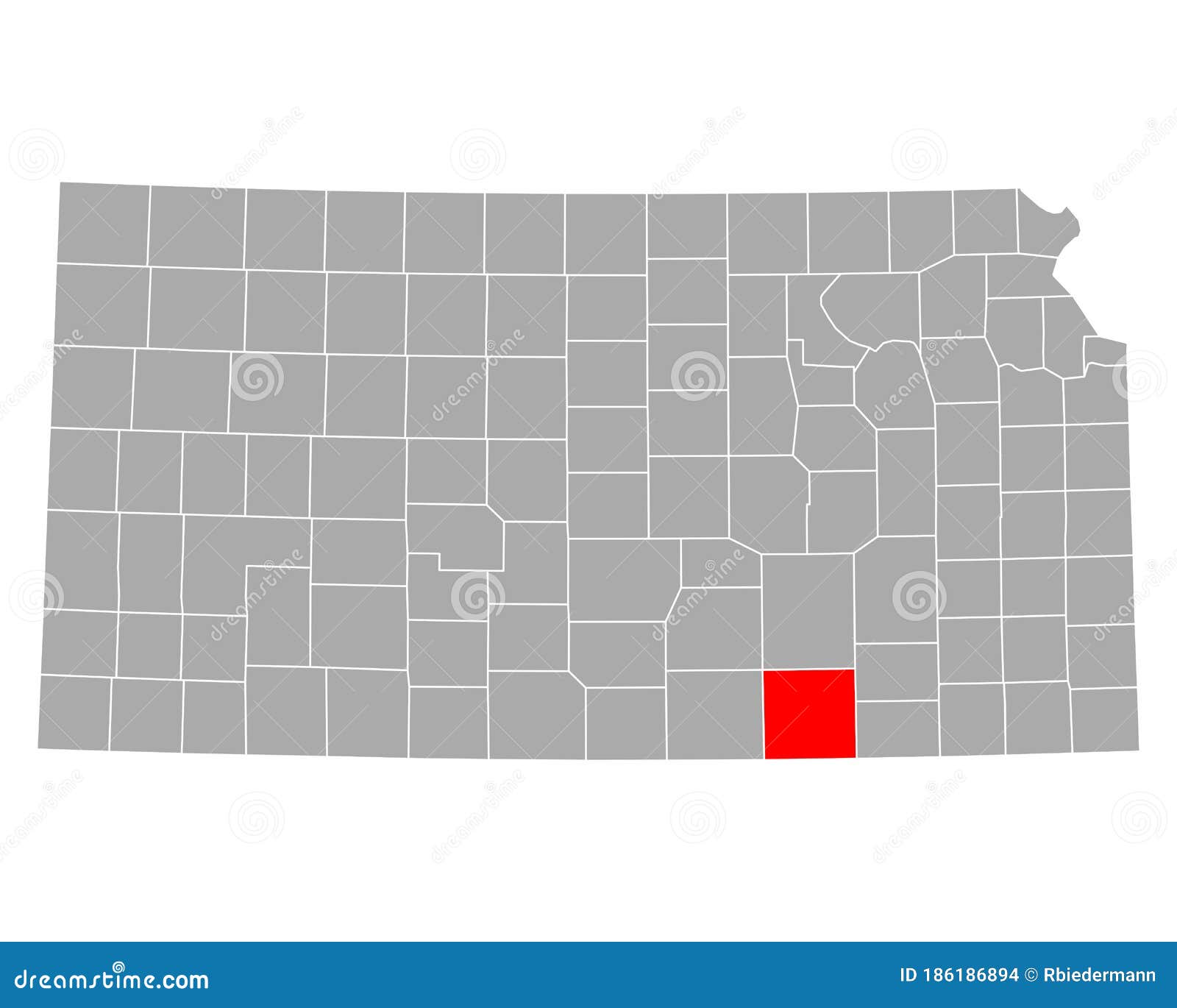 Map of Cowley in Kansas stock vector. Illustration of isolated 186186894