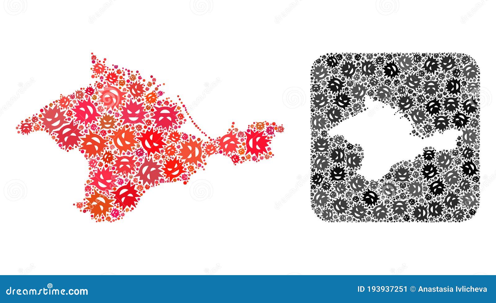 map of crimea - virus collage with stencil