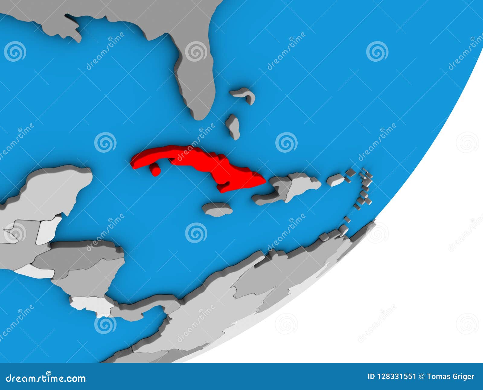 Map of Cuba on 3D globe stock illustration. Illustration of cuban